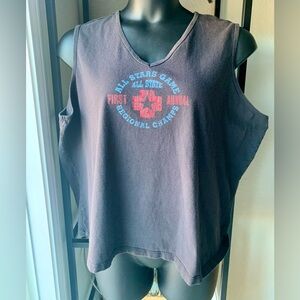 Vintage Venezia Women’s Brown ‘All Stars Game’ Graphic Tank Top Cotton Shirt